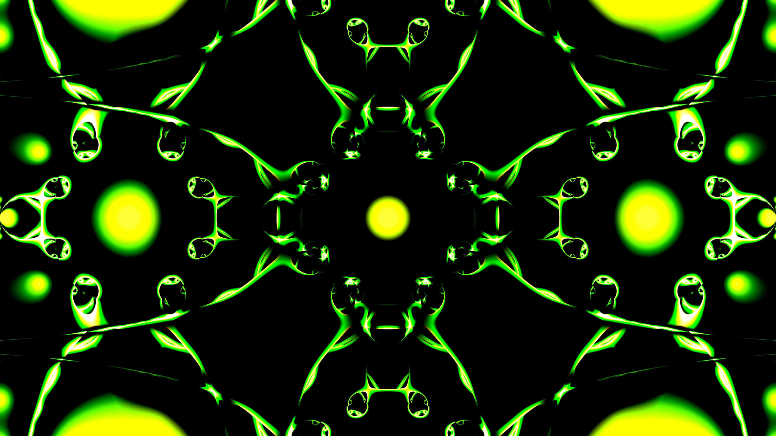 Green Yellow Black Fractal Shapes Art Pattern K HD Trippy
