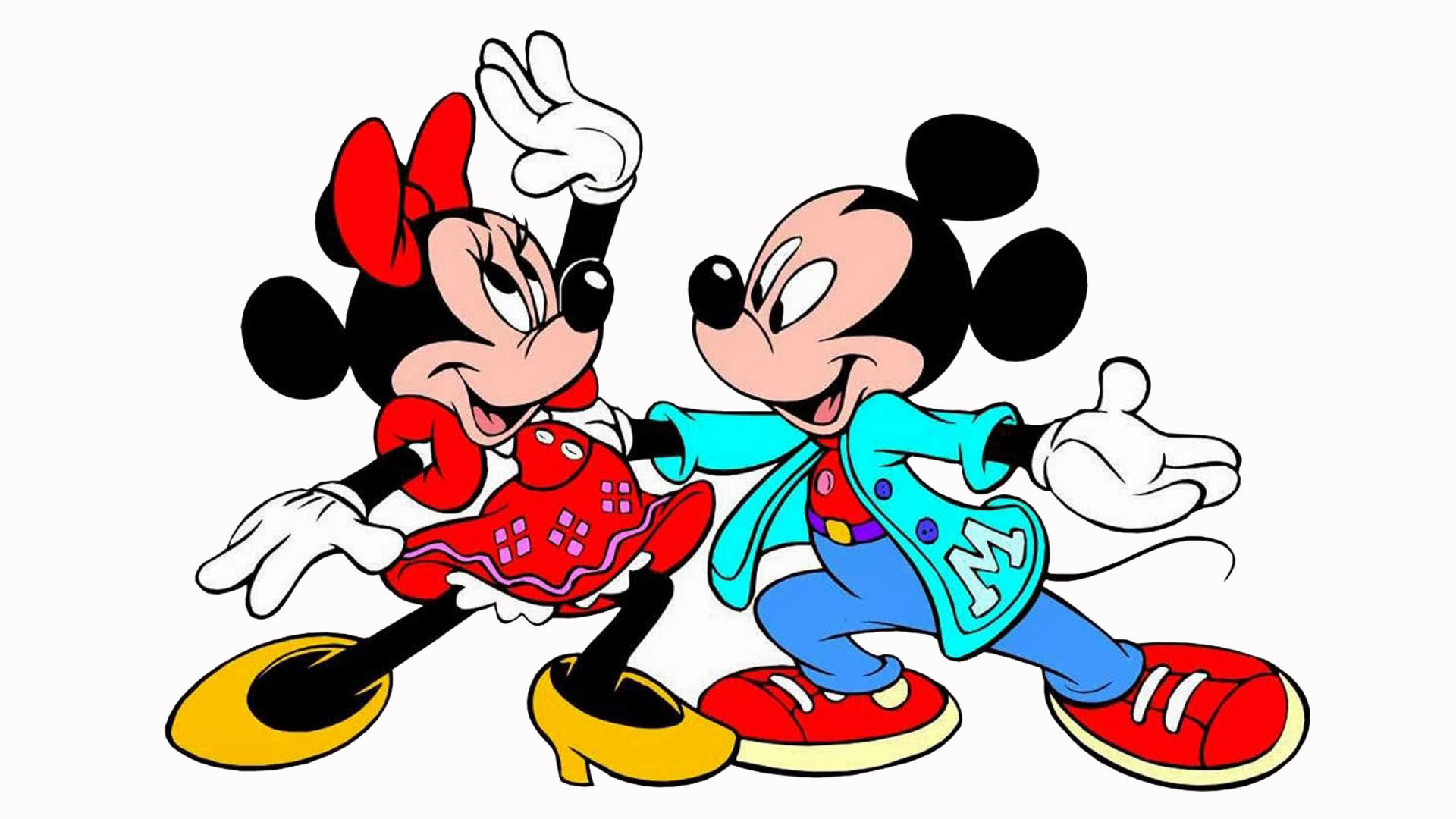 Mickey Minnie Mouse Dancing White Wallpaper HD Cartoon