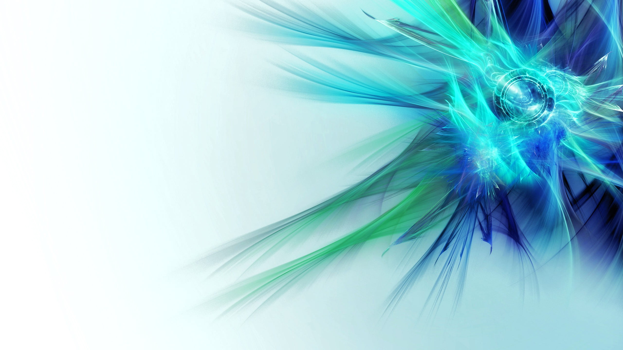 Blue Green Lines Feather Abstraction Illustration Soft Simple Wallpaper HD Soft