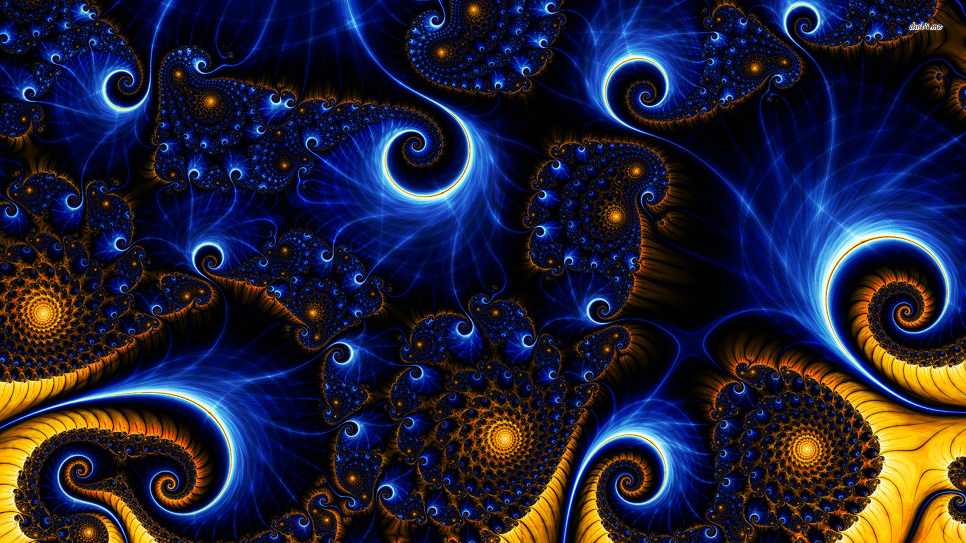 Blue Yellow Artistic Fractal HD Abstract