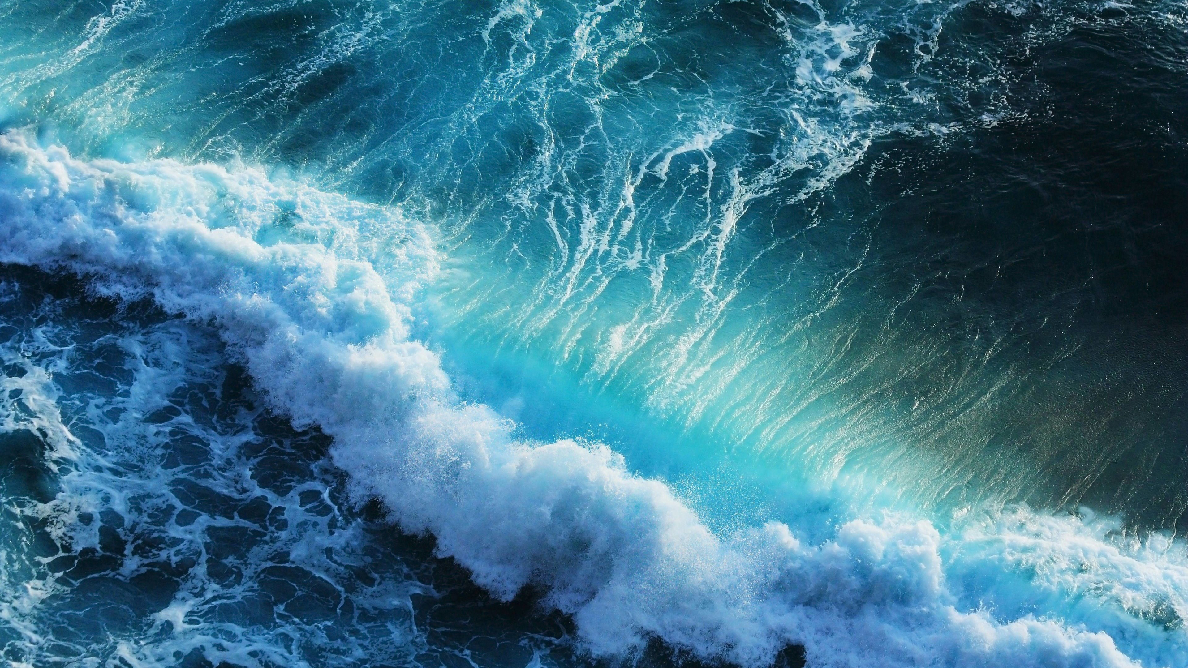 Aerial View Of Ocean Waves Foam Water K HD Ocean