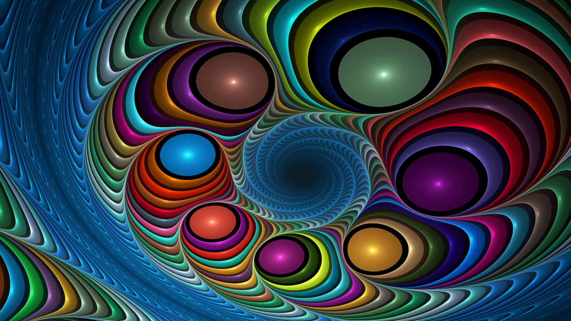 Colorful Fractal Circles Spots Trippy HD Trippy