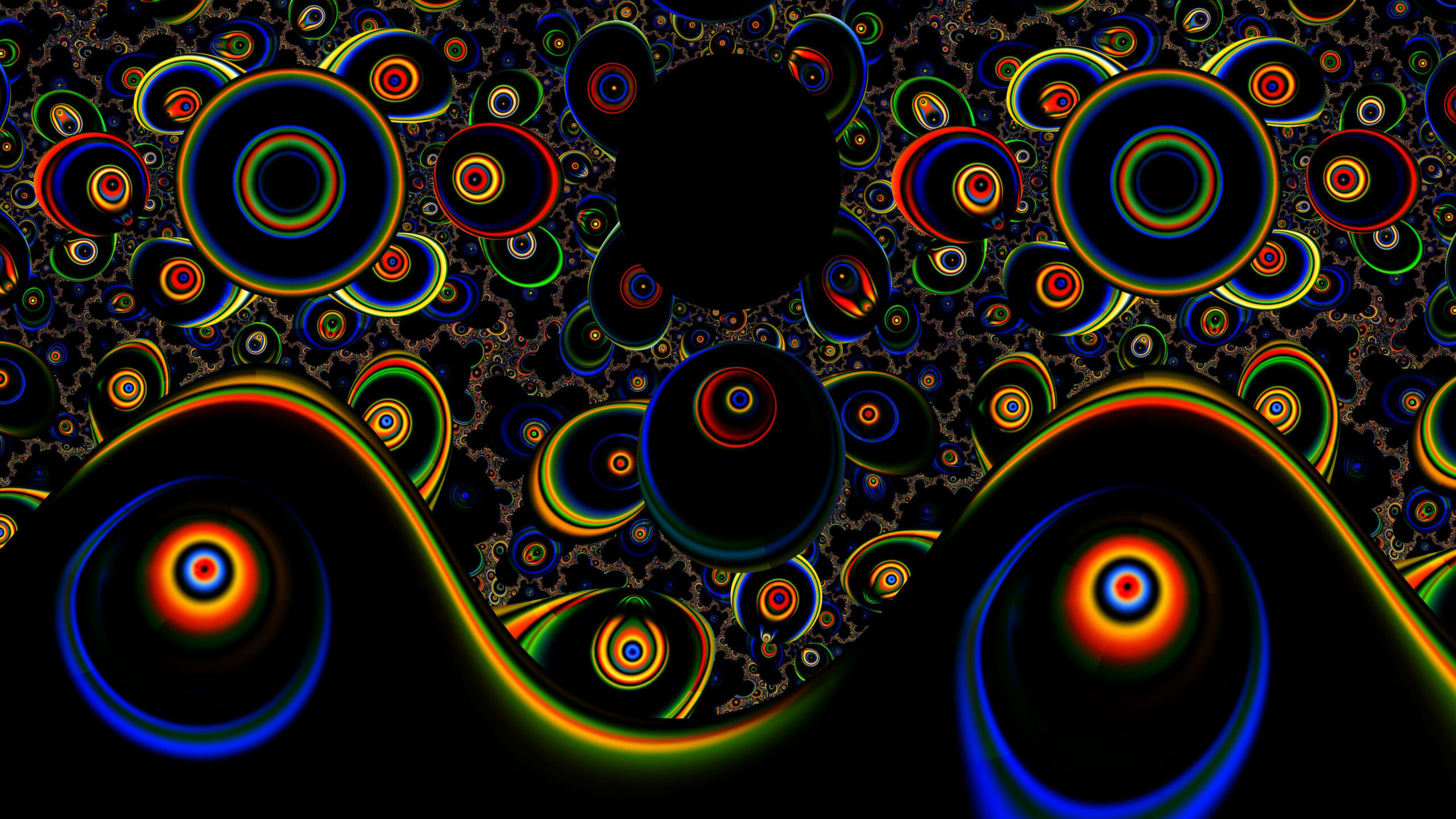 Black Circles Illusion Wave Abstraction K HD Abstract